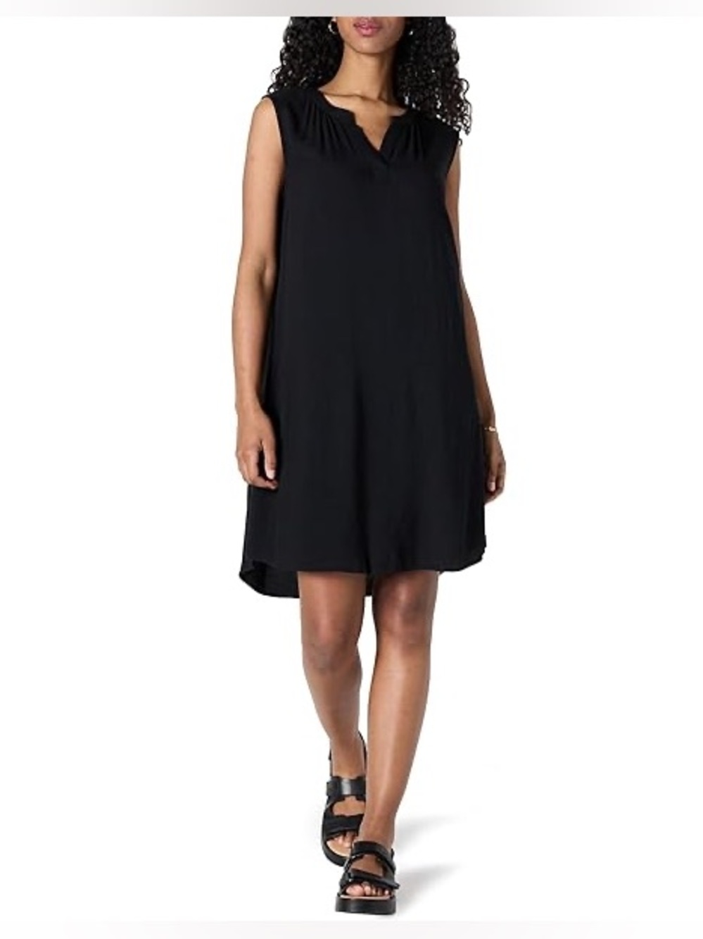 RACHEL Rachel Roy Black Sleeveless V-Notch Swim Cover-Up Dress